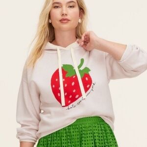 Kate Spade Cream Hoodie with Red Strawberry Graphic